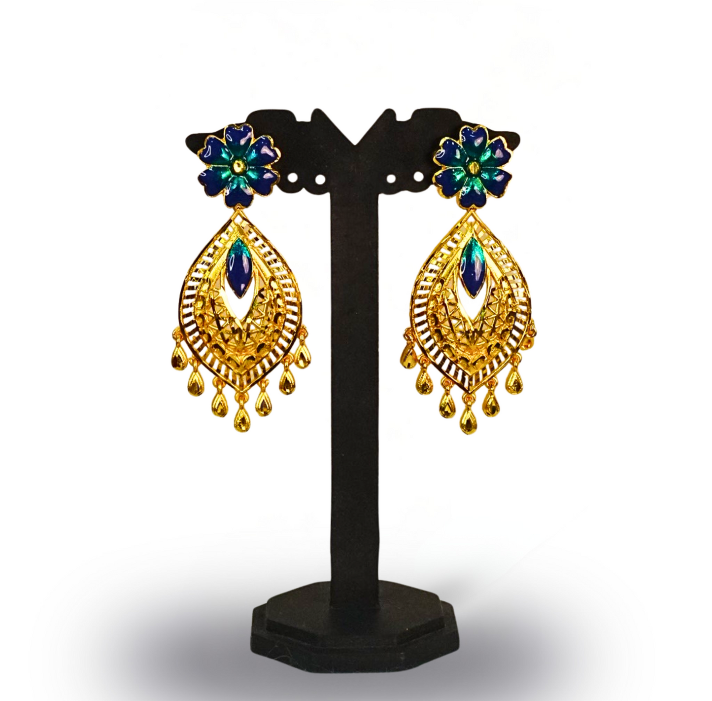 24K Gold-Plated Peacock Feather Inspired Heavy Necklace Set
