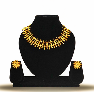 24KT Gold-Plated - Golden Spikes Designer Necklace with Earrings