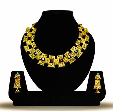 24K Gold-Plated - Royal Geometric Gold Plated Necklace Set