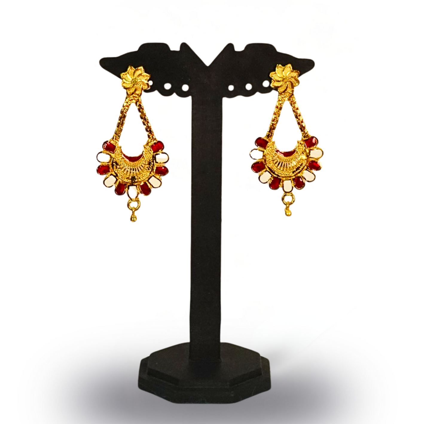 24K Gold-Plated - Traditional Temple Style Meenakari Long Necklace Set