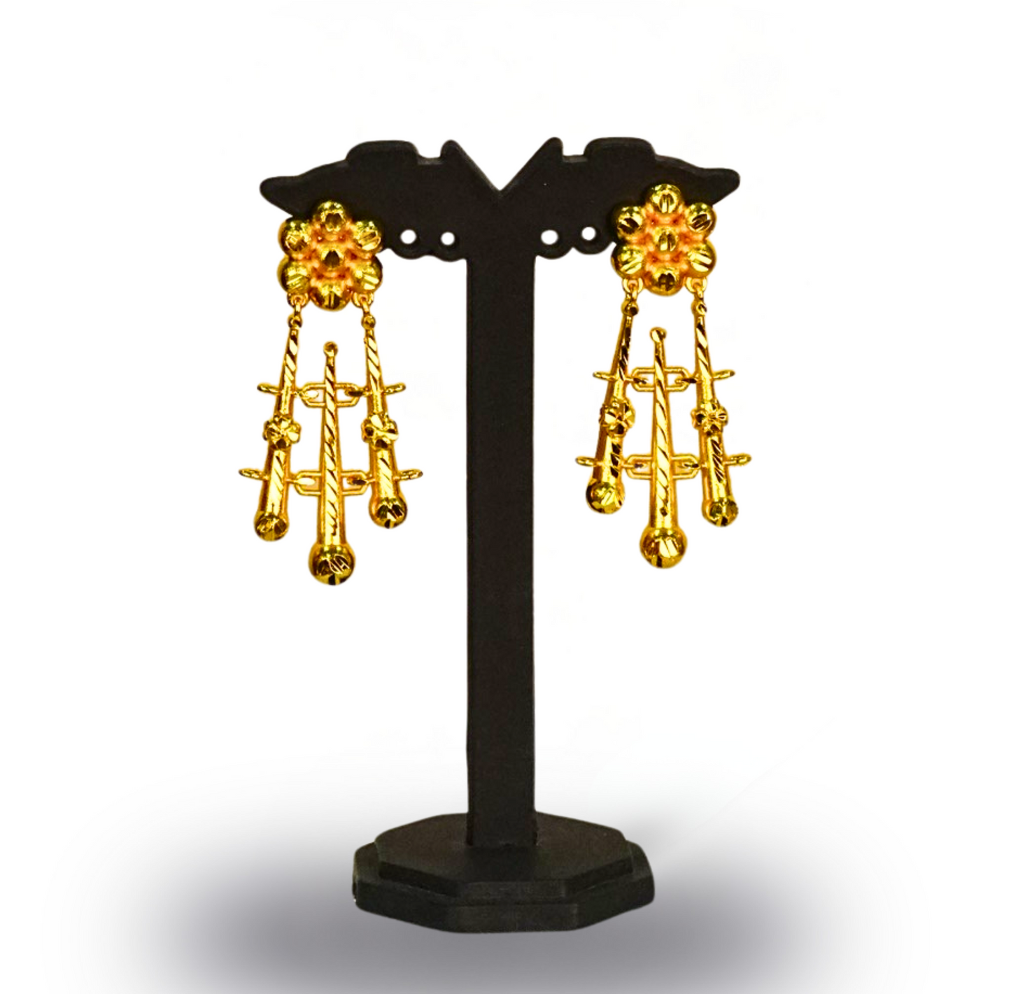 24K Gold-Plated - Geometric Designer chatai Necklace Set with Earrings – Premium Costume Jewellery
