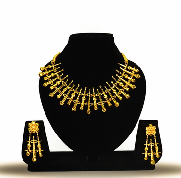 24K Gold-Plated - Geometric Designer chatai Necklace Set with Earrings – Premium Costume Jewellery