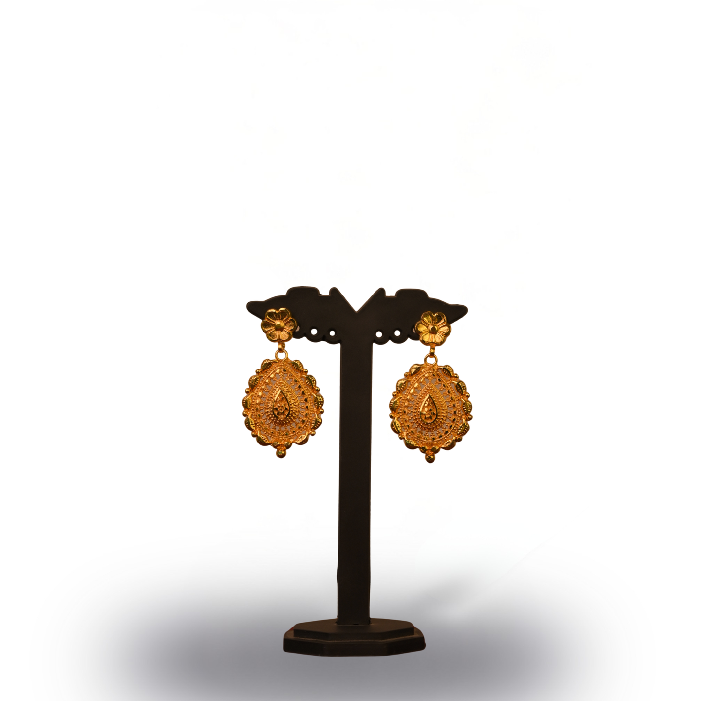 24K Gold-Plated -Traditional Nakshi V-Curve Bridal Necklace Set With Earrings