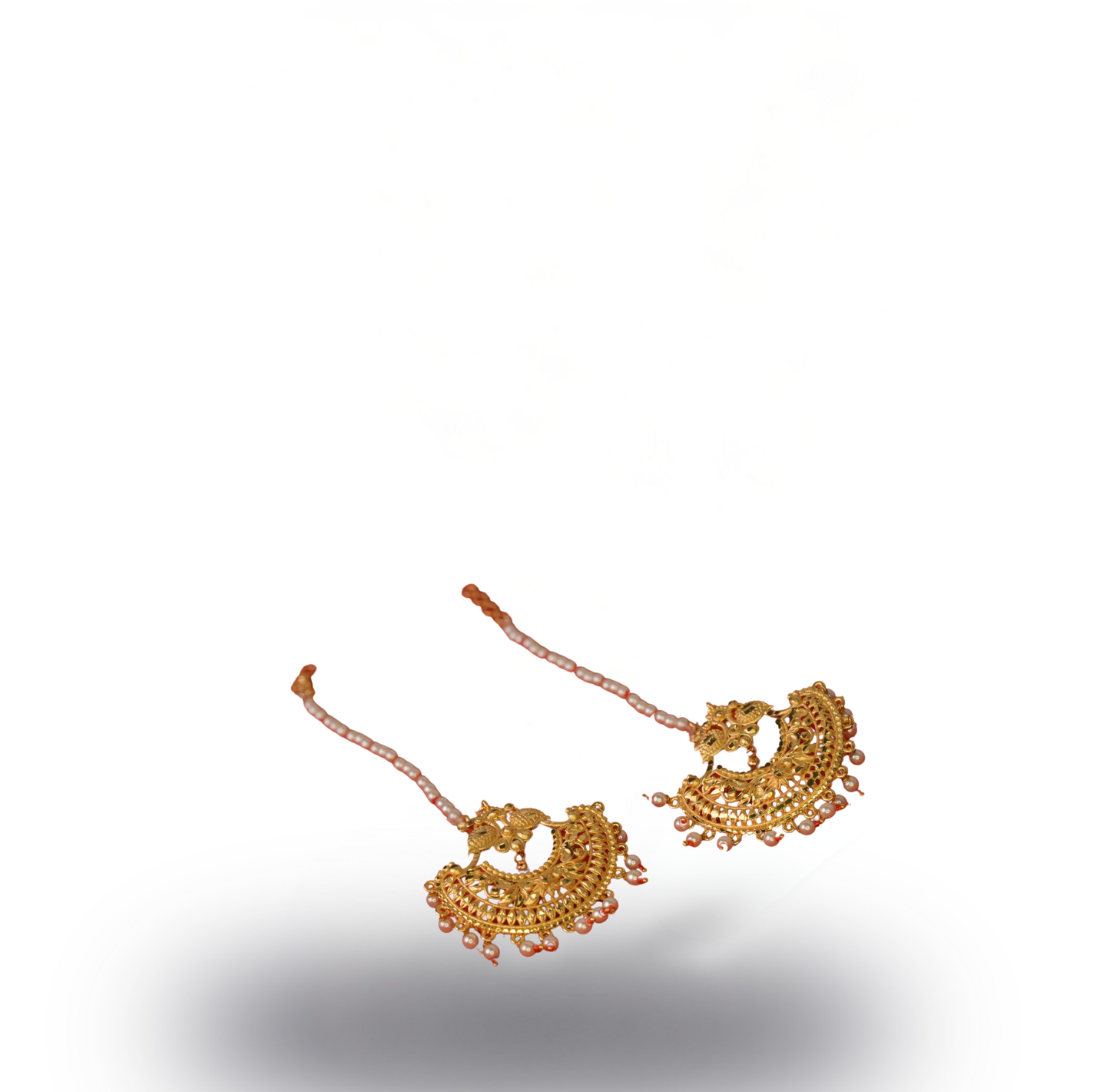 24K Gold-Plated - Traditional Pearl Threehlayer Bridal Sita Har Set With Earrings