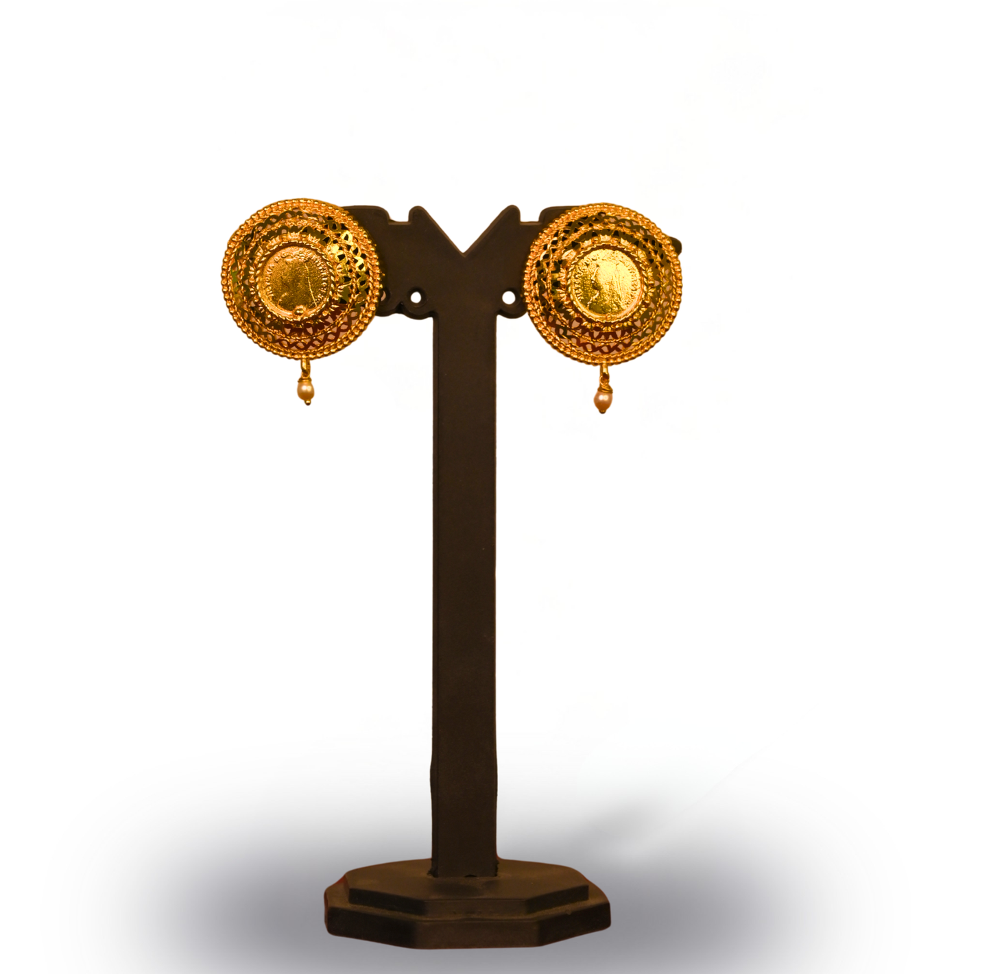 24K Gold-Plated -Regal Multi-Layer Guinea Pendant Set With Earrings