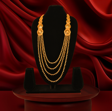 24K Gold-Plated -Majestic Four-Layer Golden Lohori Set With Earrings