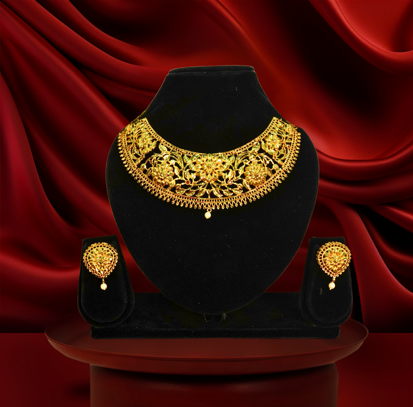 24K Gold-Plated – Pushpa Mandala Bridal Chatai Set