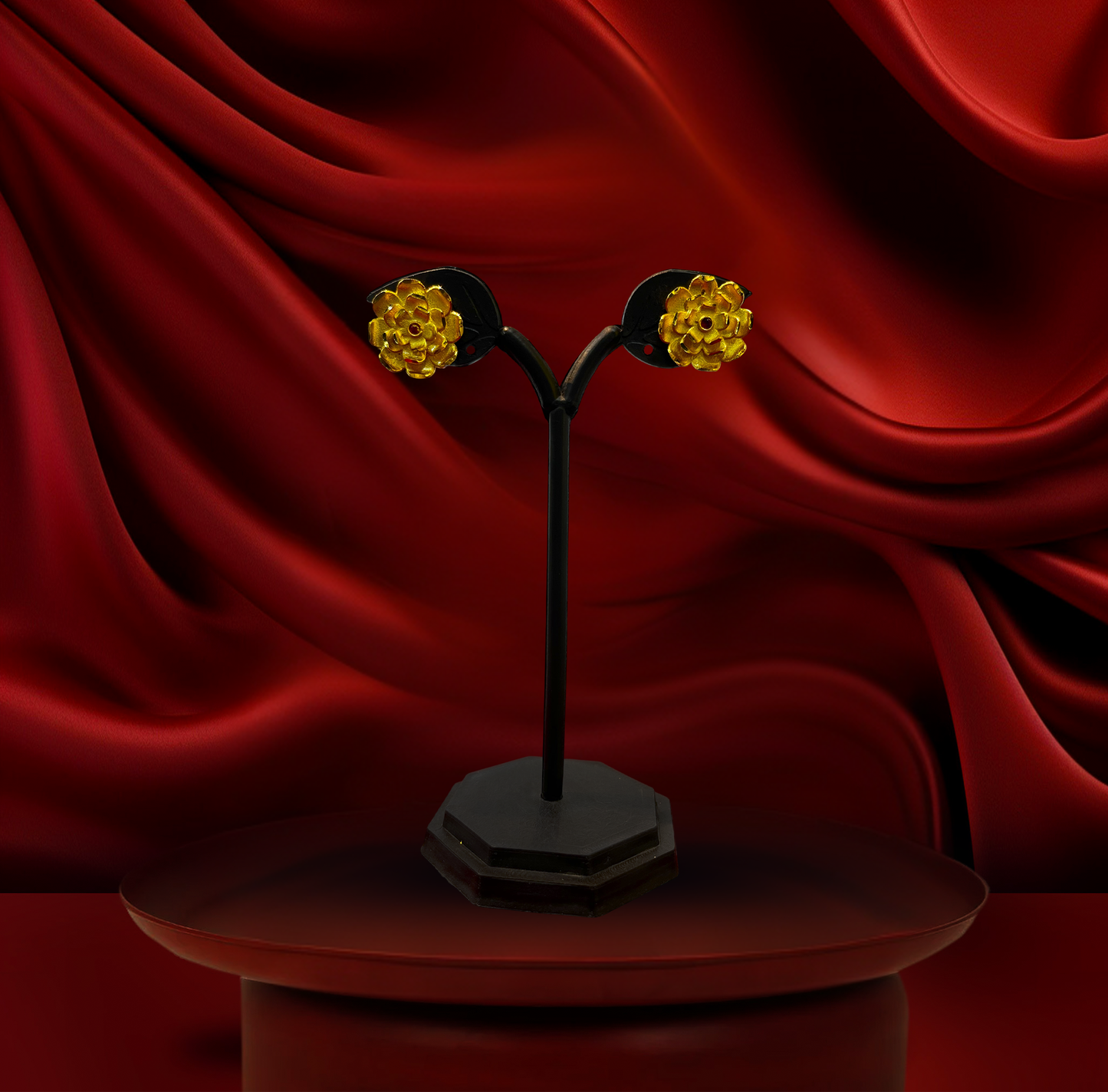 24K Gold-Plated - Golden Bloom Heritage Necklace Set with Earrings