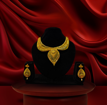 24K Gold-Plated - Mayurika Filigree Pendant Necklace Set with Earrings
