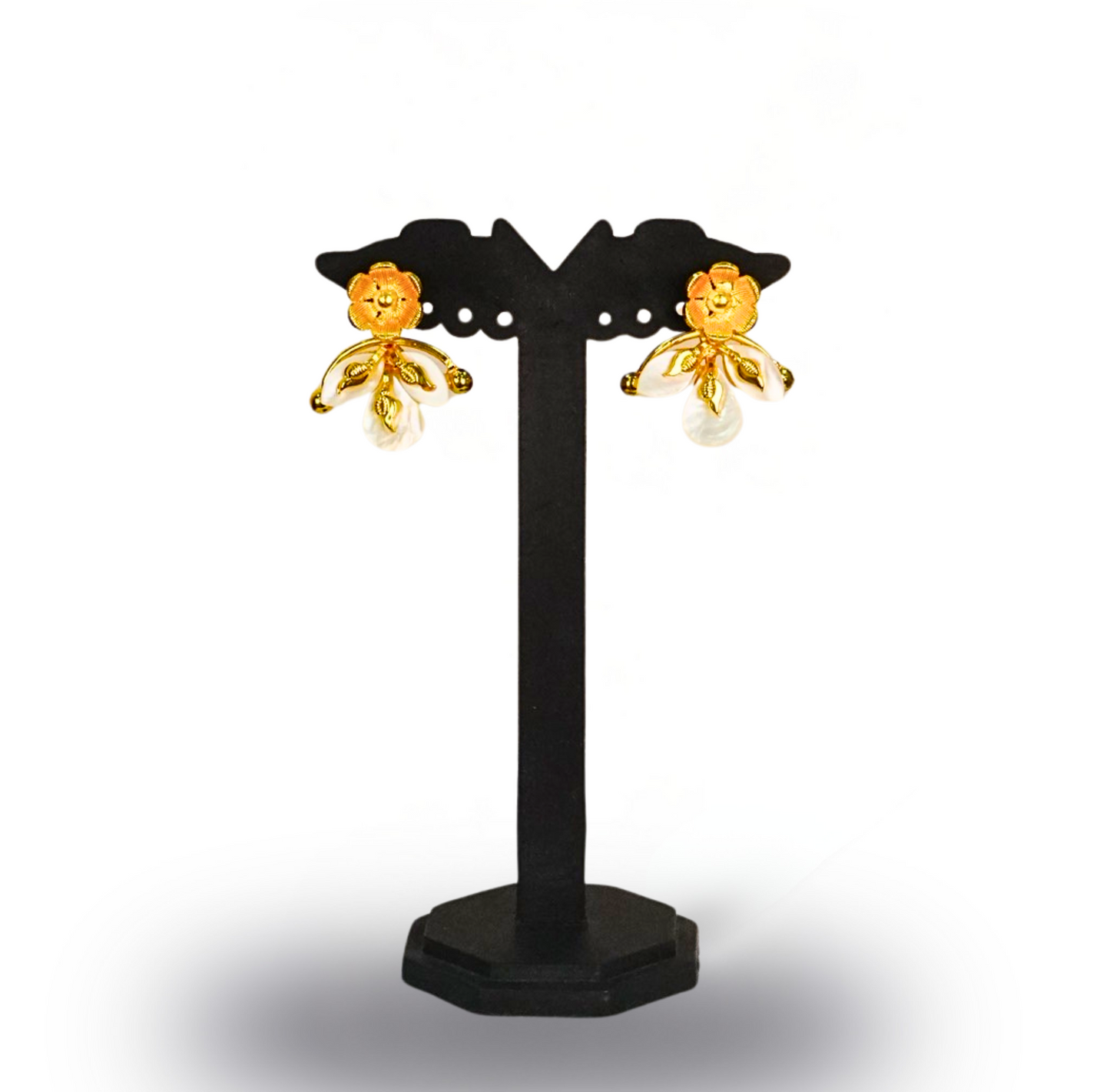 24K Gold-Plated Royal Crane Motif Pendant Set with Earrings