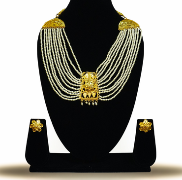 Royal Rani Haar- Multi layer pearl with 24k Gold Plated Pendant