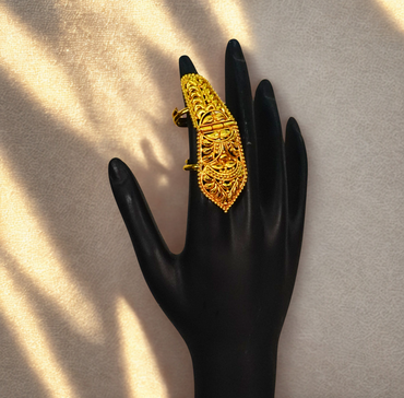 24K Gold-Plated - Traditional Naksha Caterpillar Finger Ring
