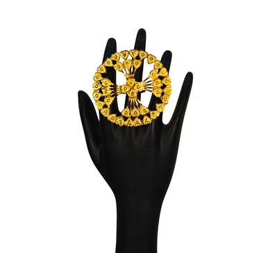 24K Gold-Plated - Traditional Chakra Motif Oversized Adjustable Ring