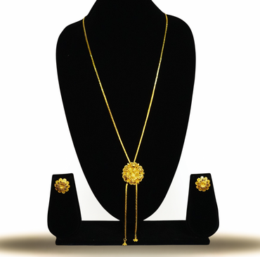 Floral Tie Chain Set – 24K Gold-Plated with Earrings