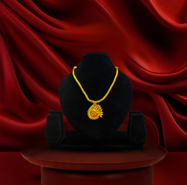 24K Gold-Plated - Peacock Bird Motif Pendant Necklace Set with Matching Earrings