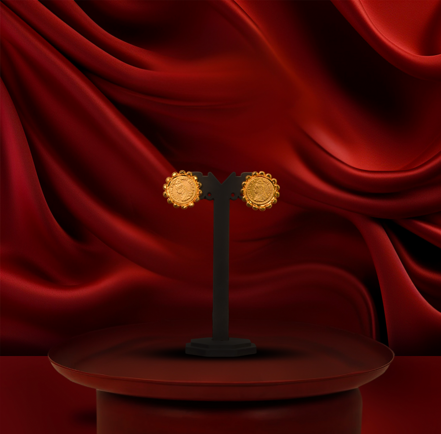 24K Gold-Plated - Classic Traditional Gold Gini Necklace Set With Earrings