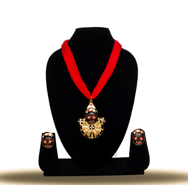 24K Gold-Plated Lord Jagannath Pendant with Earrings