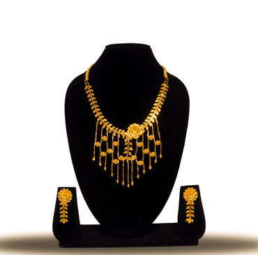 24K Gold-Plated Floral Jhalor Necklace Set