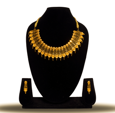 24K Gold-Plated Traditional Chatai Necklace Set with Earrings