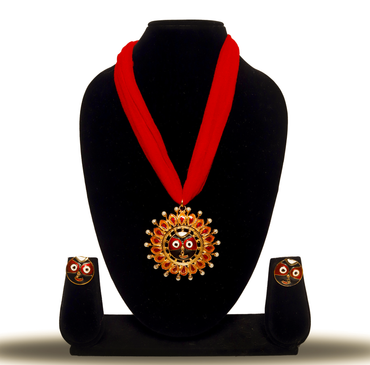 24K Gold-Plated Lord Jagannath Sun Motif pendant Set with pearl fusion