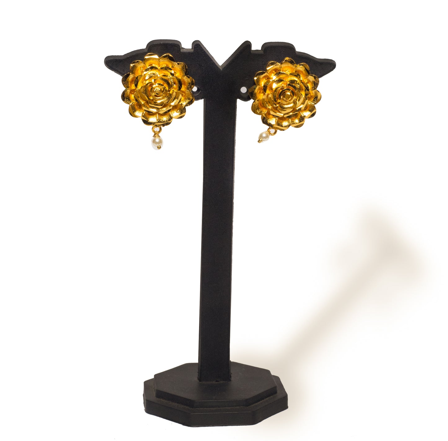 Floral Chandbali Pendant pearl Necklace Set – 24K Gold-Plated with Earrings