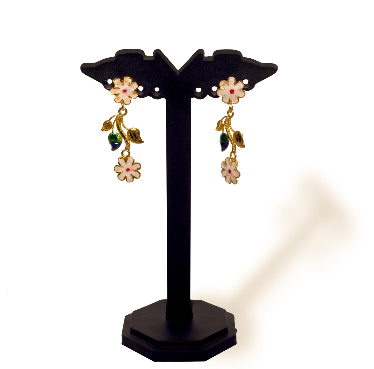 Floral Meenakari U pattern long Set – 24K Gold-Plated Long set with Earrings
