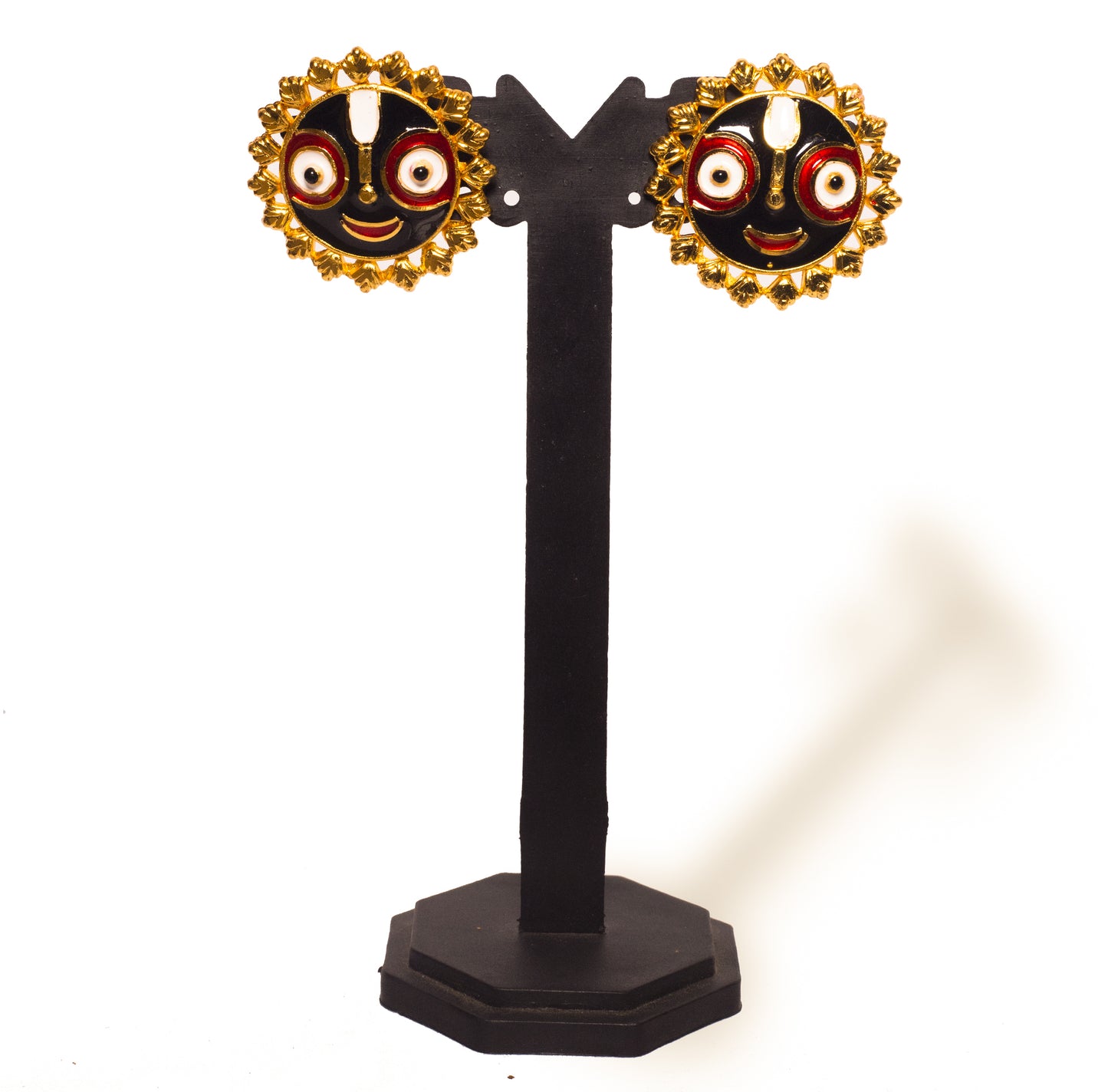 24K Gold-Plated Jagannath Meena Pendant Set with Earrings – Traditional Temple Jewellery