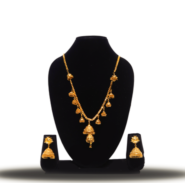 Long Mop Chain Necklace with Jhumka Drop – Trendy 24K Gold Plated Design