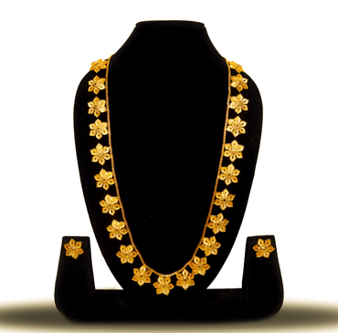 24K Gold-Plated Floral Motif Long Haar Set