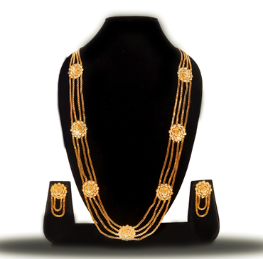 24KT Gold-Plated Multi-Layer Floral U Haar Necklace Set