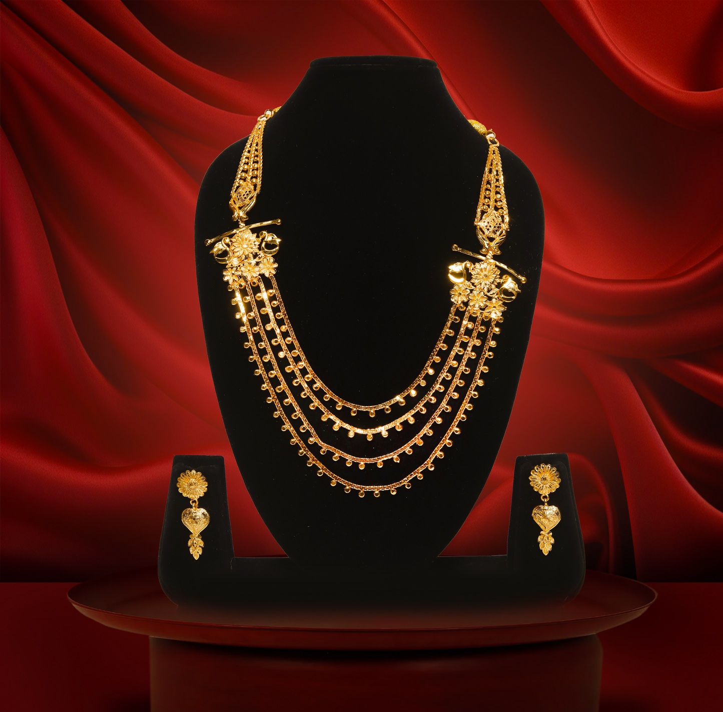 24K Gold-Plated Lohori Necklace Set – Multi-Layer Design