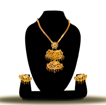 24K Gold-Plated Double-Pendant partywear necklace set