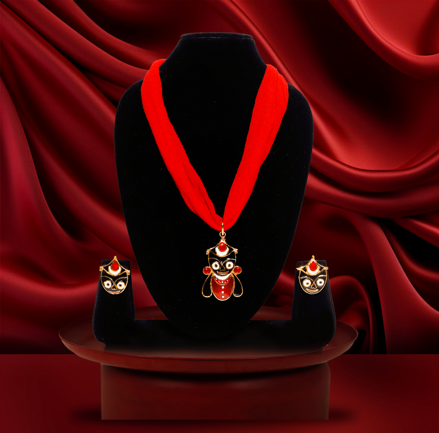 Jagannath Meena Pendant Set – 24K Gold Plated Divine Jewellery