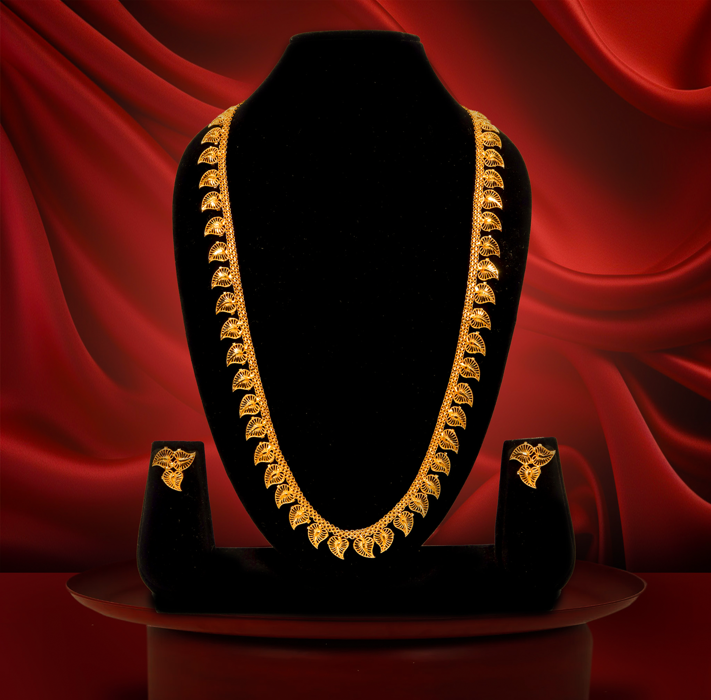 24K Gold-Plated Leaf Design long U Set