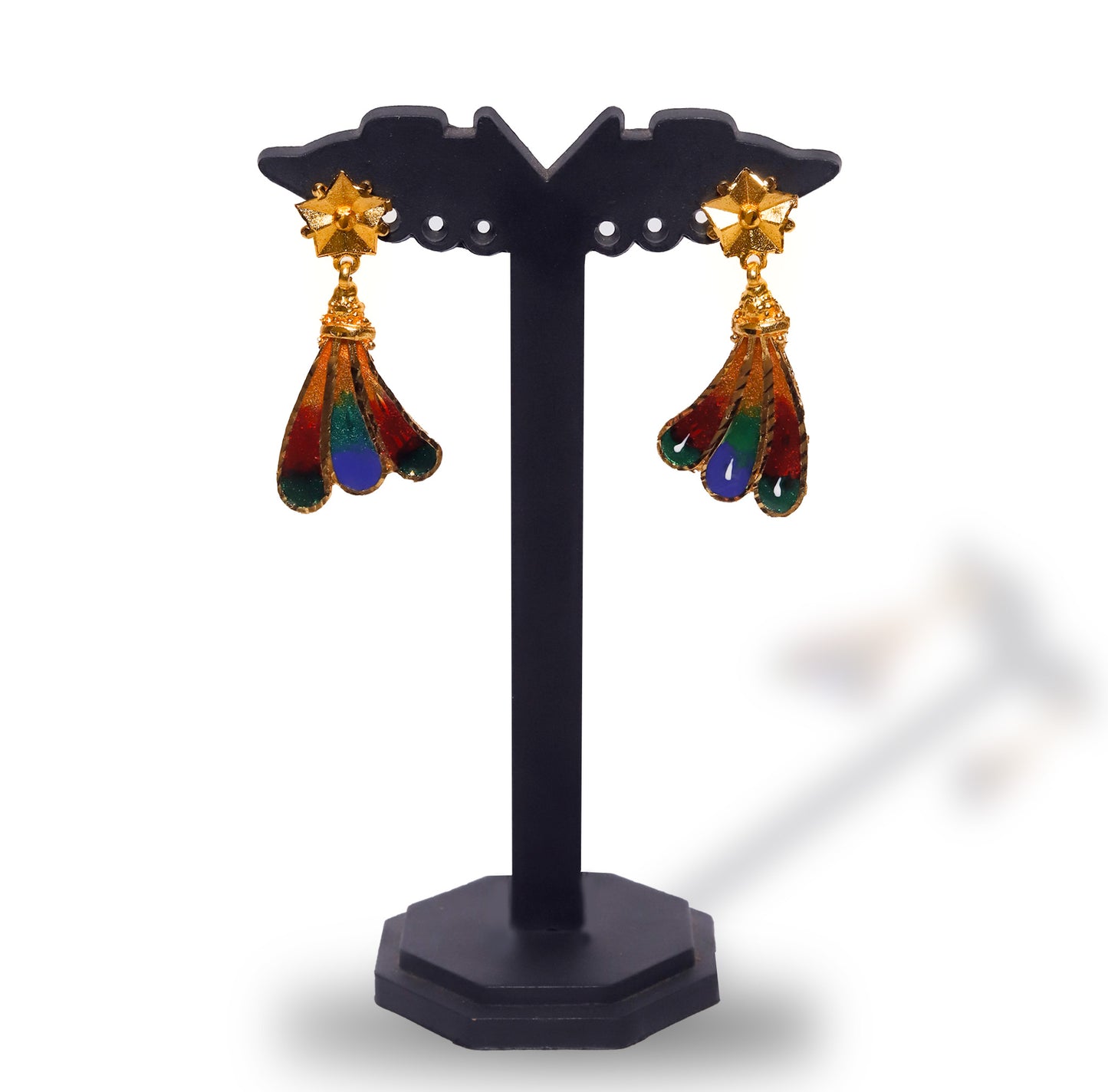 24K Gold-Plated Meenakari Peacock Necklace Set with Earrings