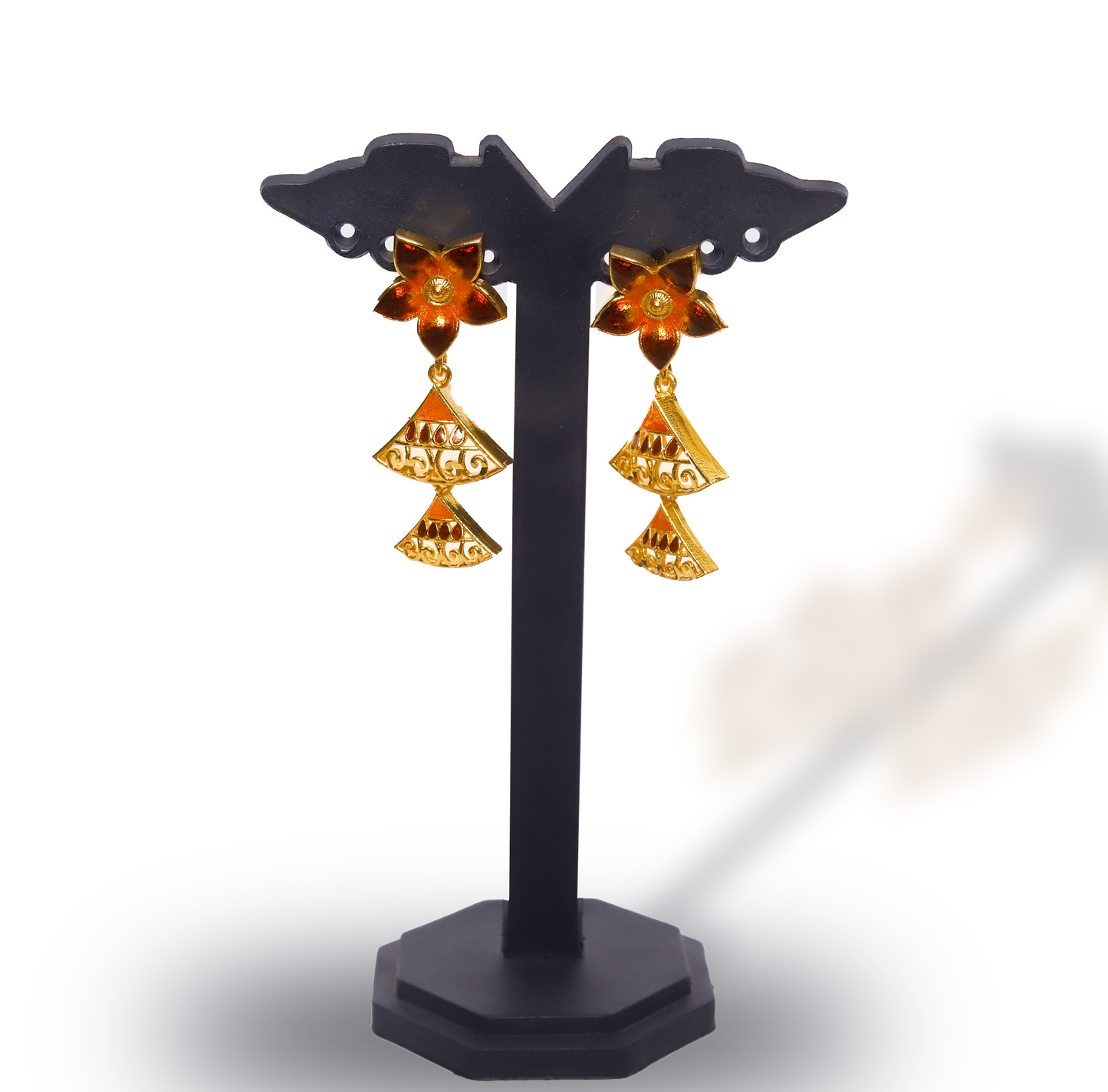 24K Gold-Plated Bridal Meena Work Floral Necklace Set