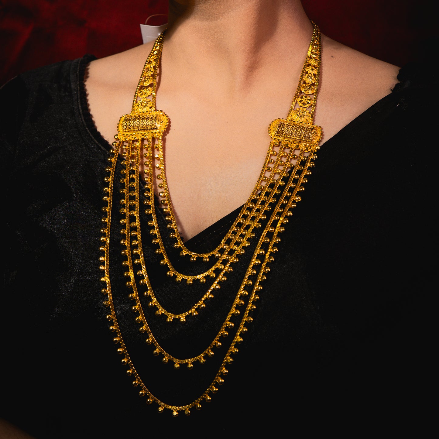 24K Gold-Plated Multi-Layered Traditional Bridal long lohori Set