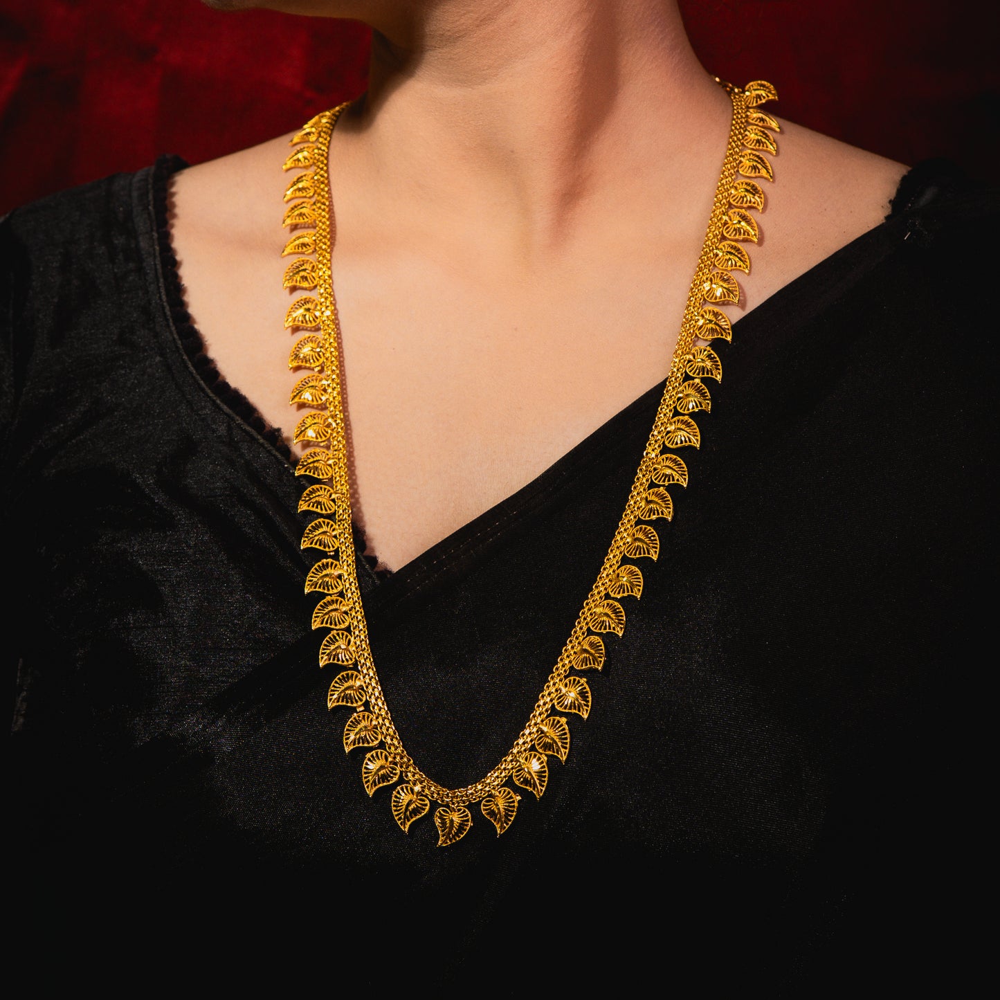 24K Gold-Plated Leaf Design long U Set