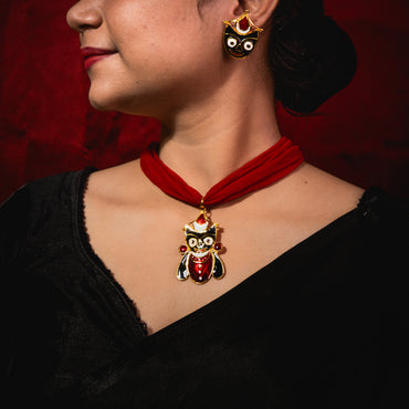 Jagannath Meena Pendant Set – 24K Gold Plated Divine Jewellery