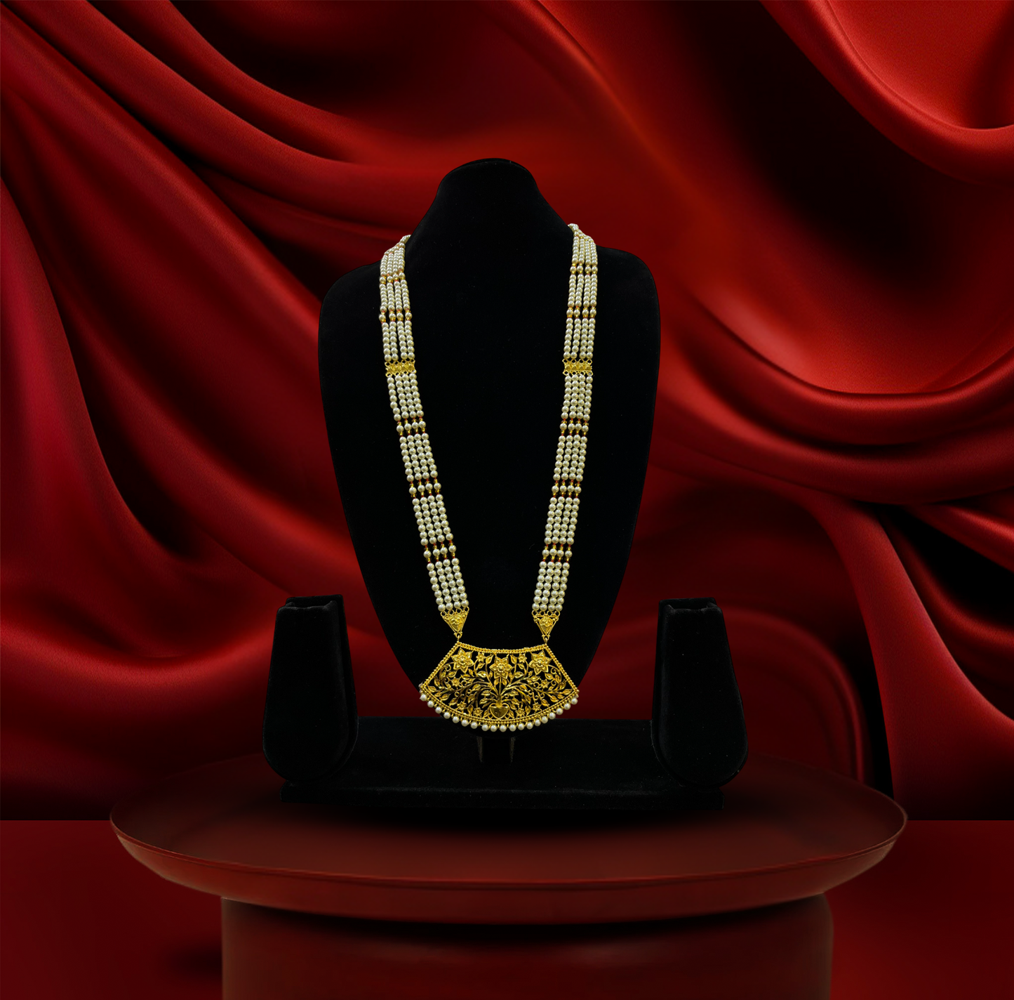 24K Gold-Plated - Maharani Heritage Pearl Necklace with Earring Set