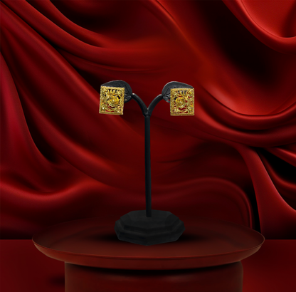 24K Gold-Plated - Multi-Layer Pearl Necklace Set with Matching Earrings & Floral Pendan