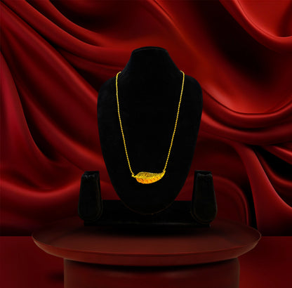 24K Gold-Plated - Elegant Leaf Motif Necklace Set with Matching Statement Earrings