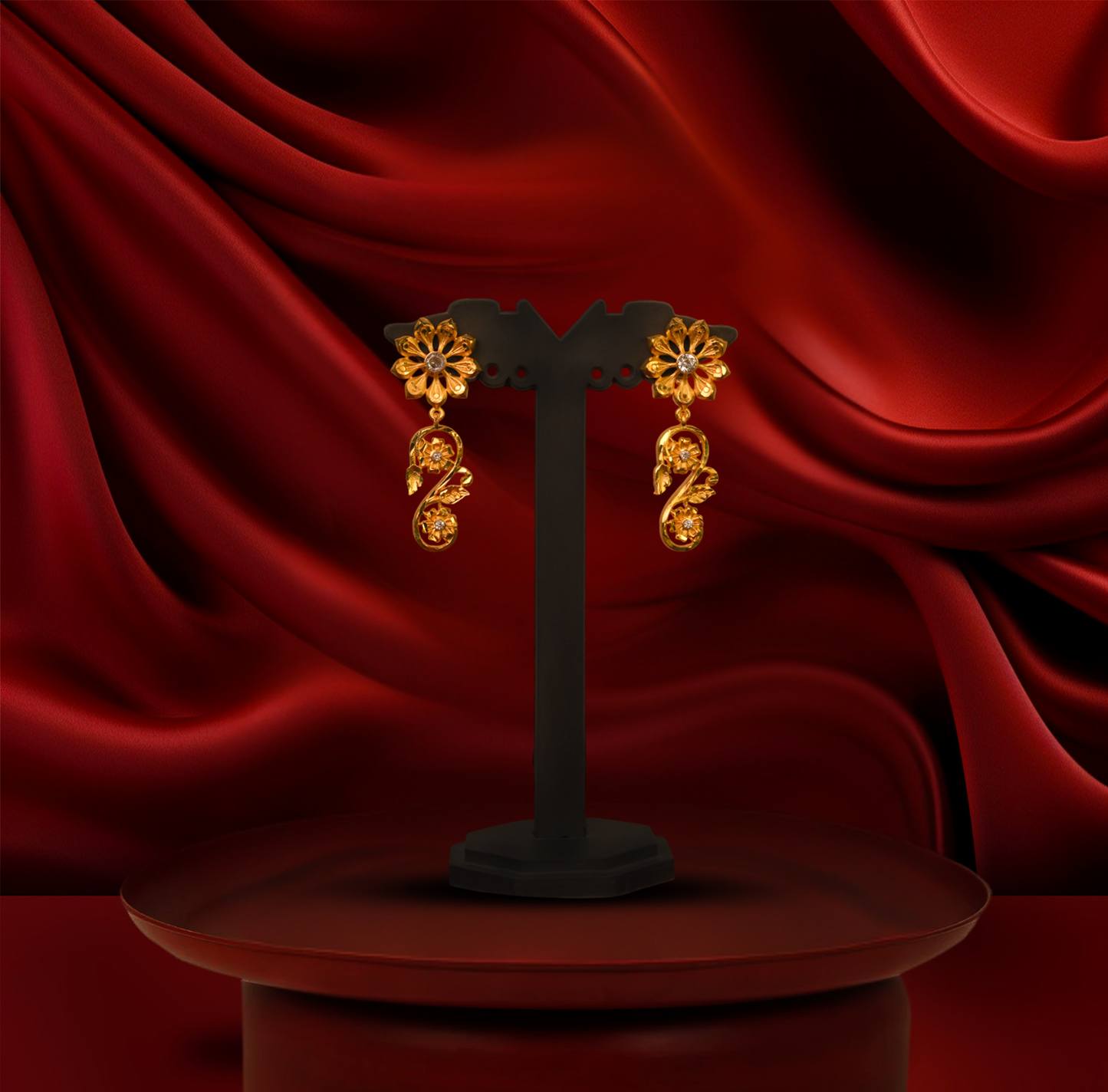 24K Gold-Plated - Traditional Nakshi Design Gold Finish Necklace Set with Matching Earrings