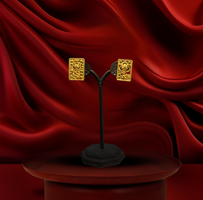 24K Gold-Plated - Traditional Filigree Choker Necklace Set with Earrings
