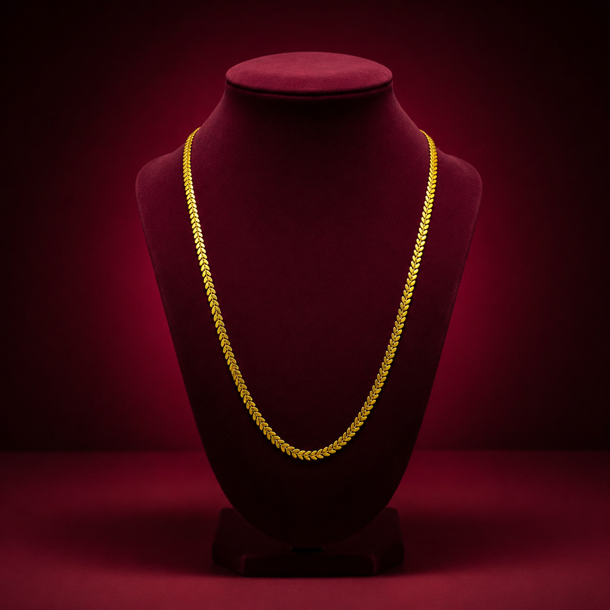 24K Gold-Plated - 32 Inch Leaf Pattern Chain