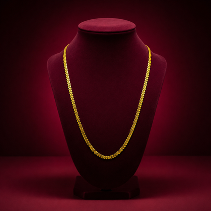 24K Gold-Plated - 32 Inch Leaf Pattern Chain