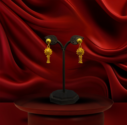 24K Gold-Plated - Traditional Gold-Plated Peacock Sita Haar Necklace Set with Long Drop Earrings