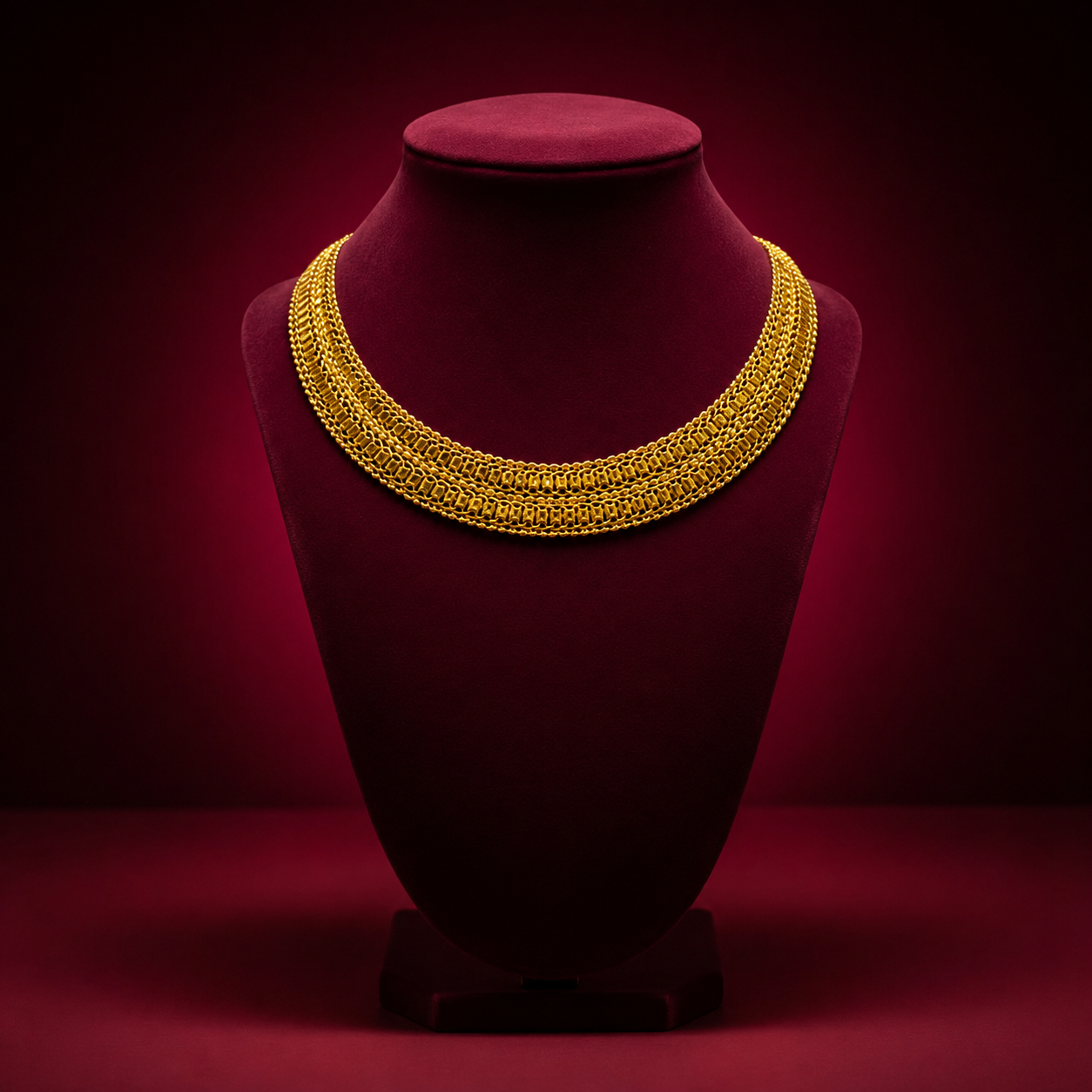24K Gold-Plated - Classic Woven Collar Necklace Set with Matching Earrings