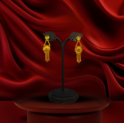 24K Gold-Plated - Radiant Bloom Long Necklace Set with Matching Drop Earrings