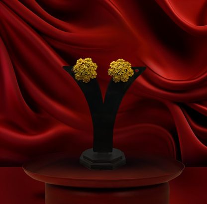 24K Gold-Plated - Floral Vine Designer Necklace Set with Matching Stud Earrings